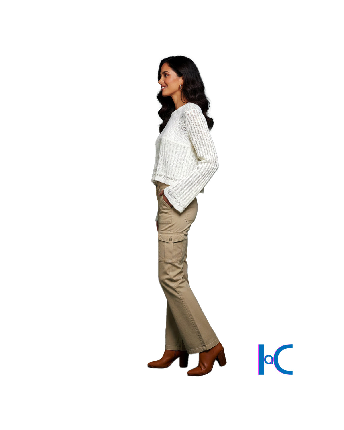 BELL SLEEVE CROPPED KNIT SWEATER