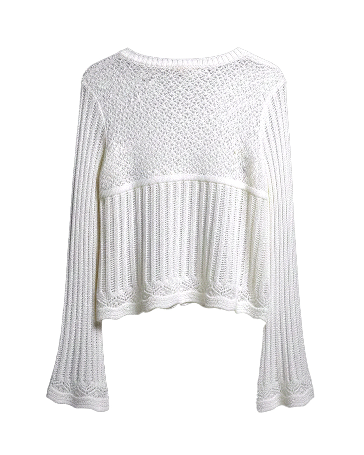 BELL SLEEVE CROPPED KNIT SWEATER