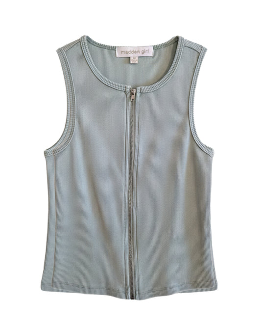JUNIOR'S ZIP-FRONT FRESH SAGE TANK