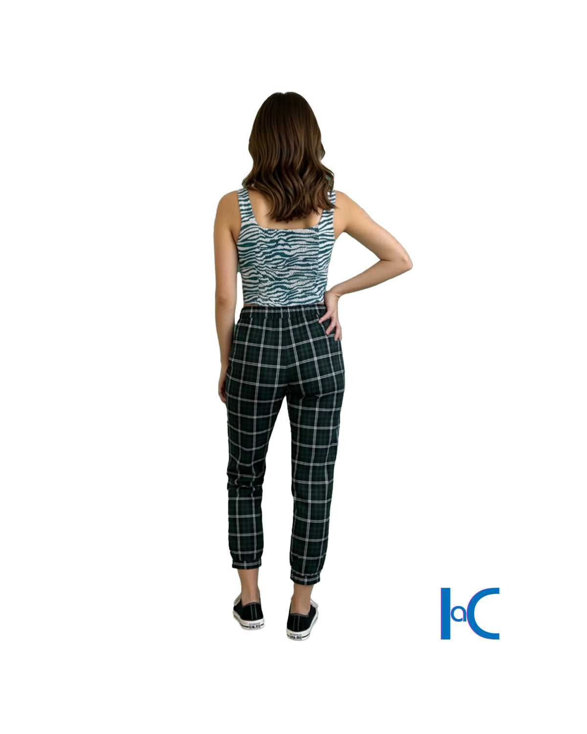 WOMEN'S GREEN PLAID JOGGER PANTS
