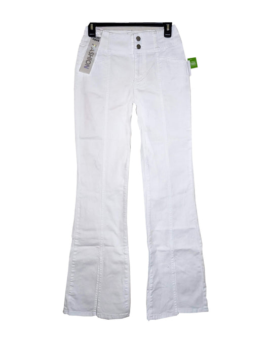 WHITE HIGH-RISE FLARE LEG DENIM