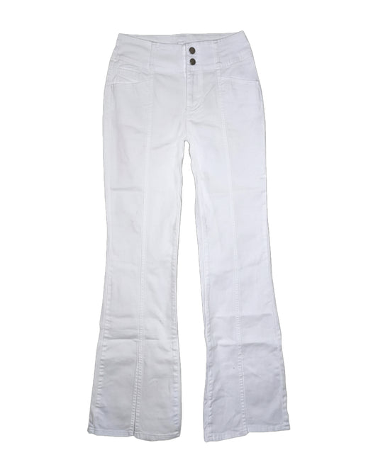 WHITE HIGH-RISE FLARE LEG DENIM