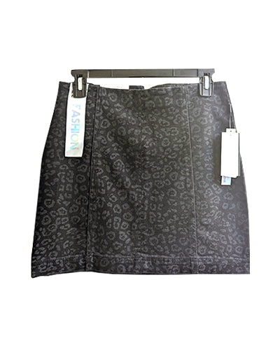 BLACK CHECKERED DENIM MINISKIRT