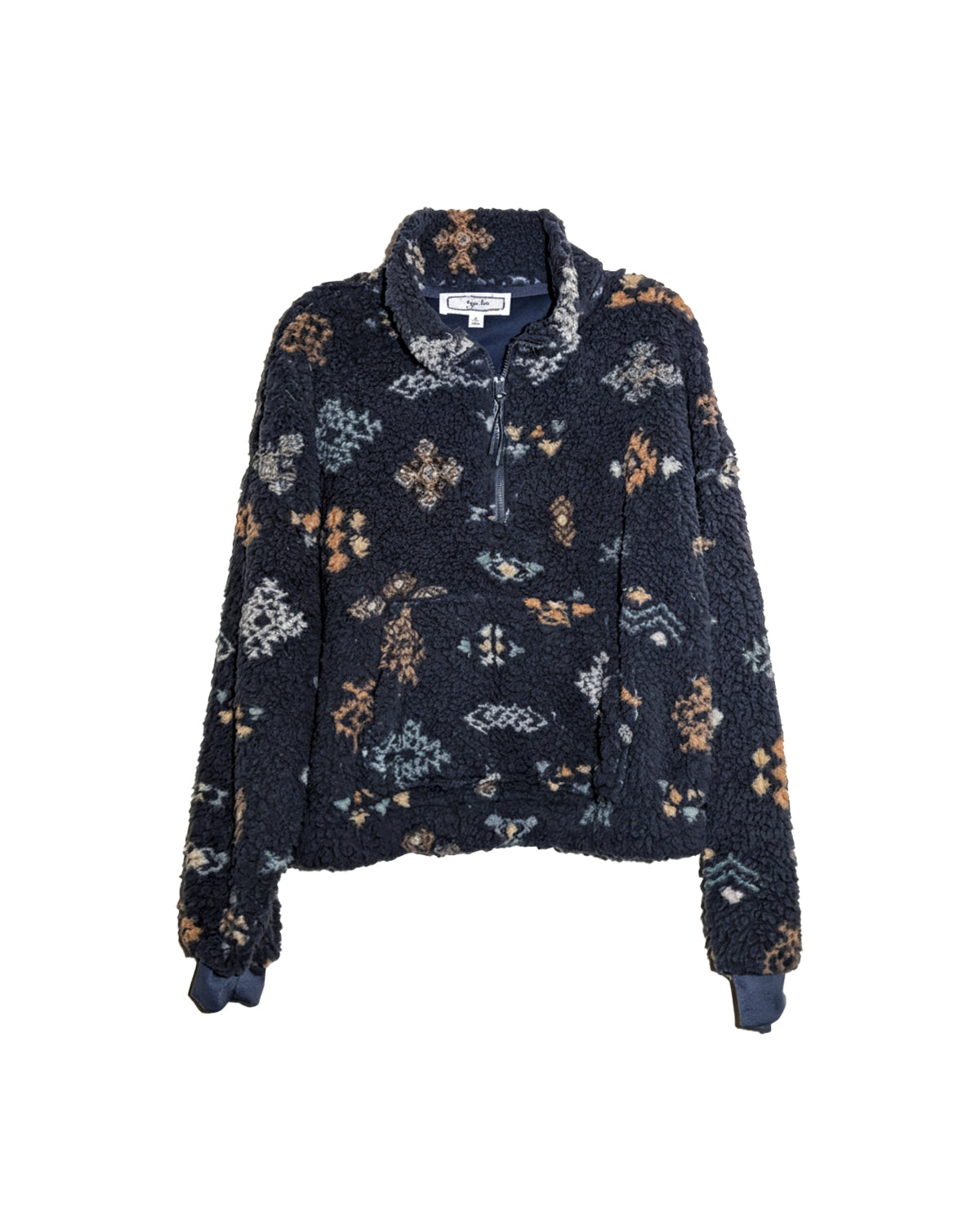 INDIGO AZTEC FRONT POCKET PULL-OVER