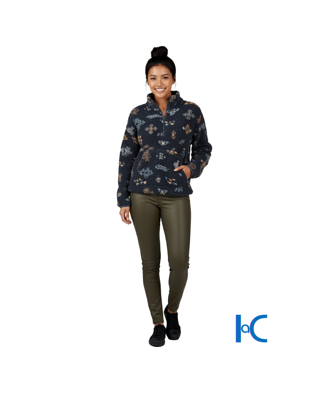 INDIGO AZTEC FRONT POCKET PULL-OVER