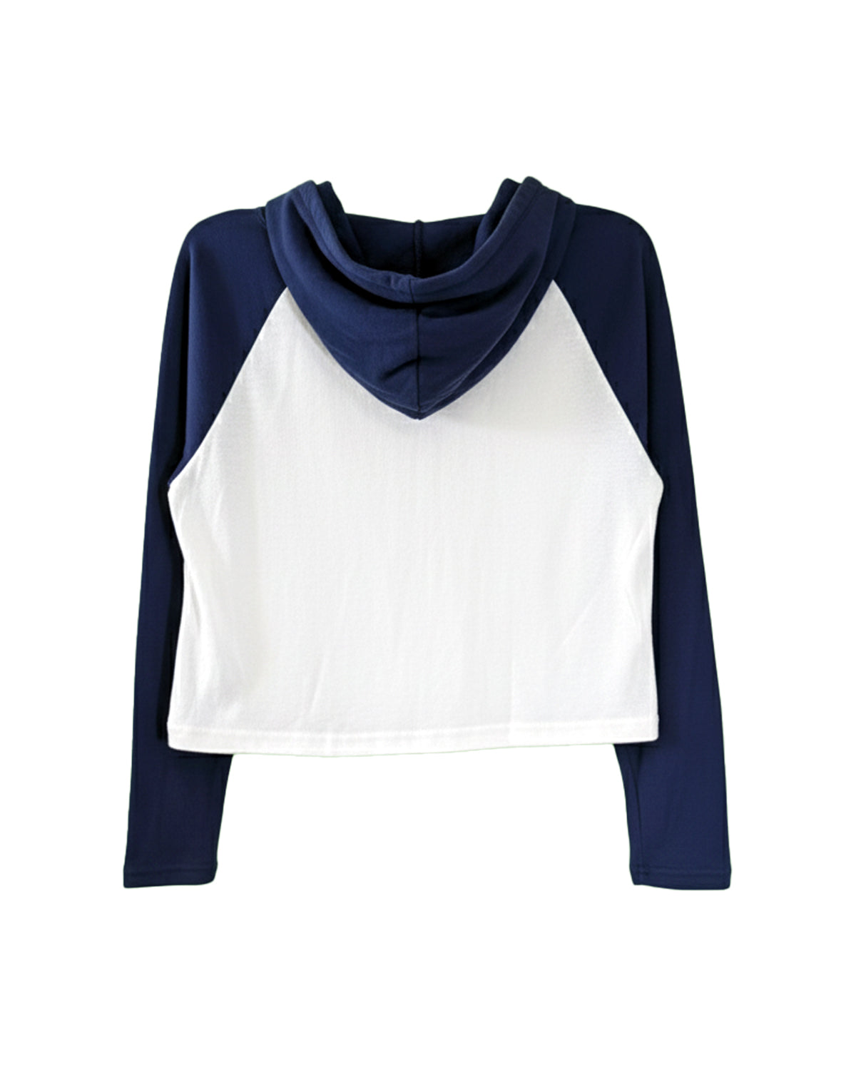 JUNIOR'S WHITE-NAVY CROPPED HOODIE