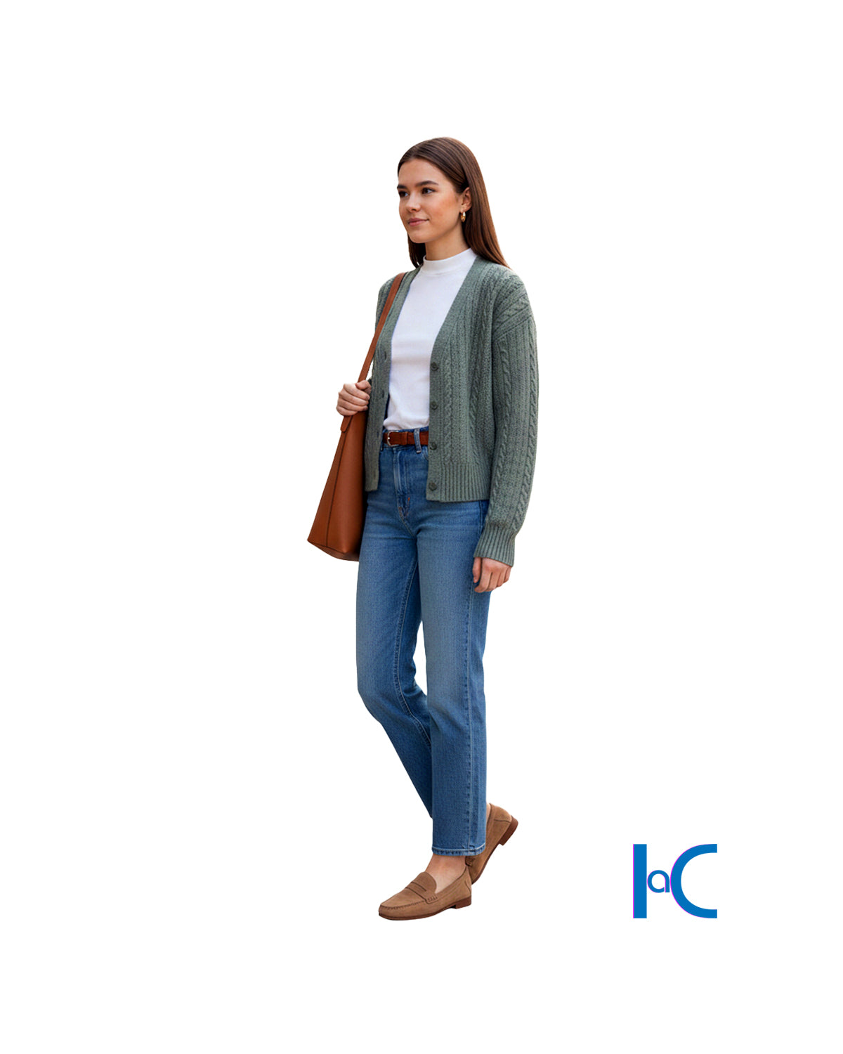 GREEN MILIEU CABLE-KNIT CARDIGAN