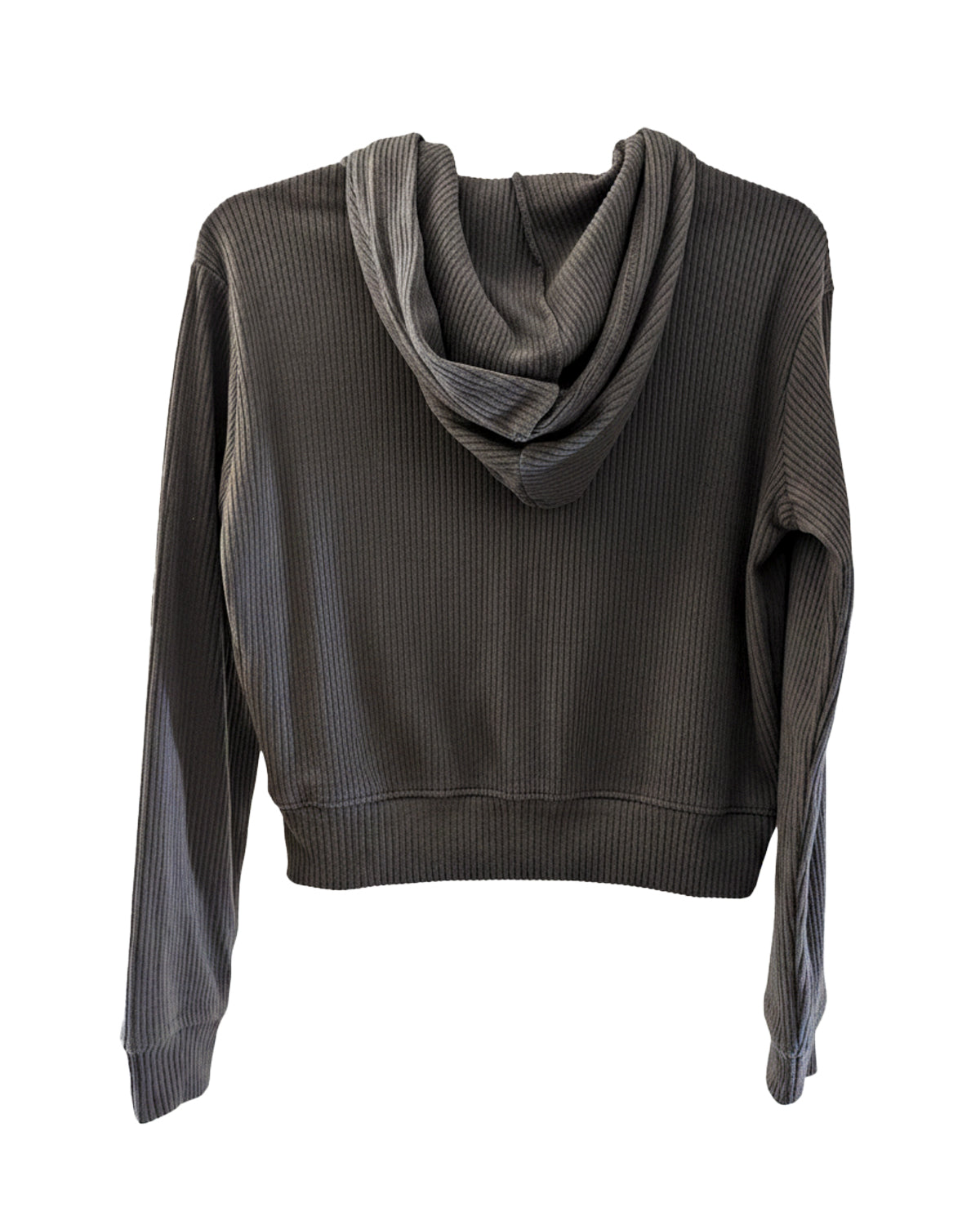 HIPPIE ROSE RIBBED ZIP-UP CROPPED HOODIE
