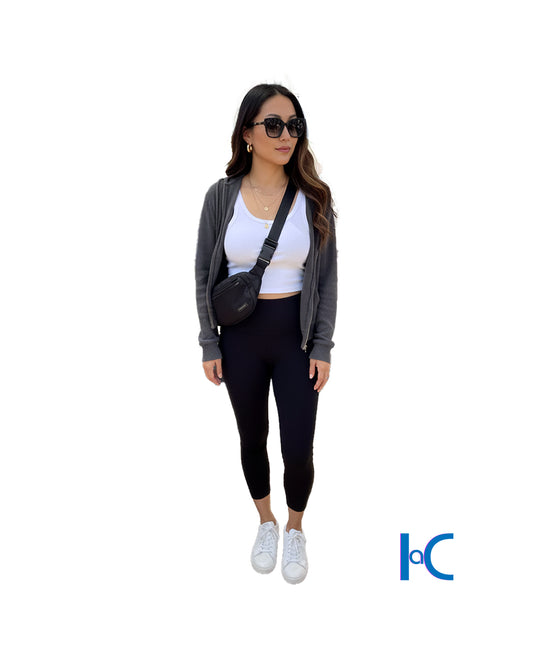 HIPPIE ROSE RIBBED ZIP-UP CROPPED HOODIE