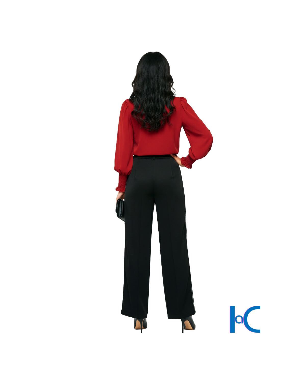 V-NECK LONG-SLEEVE SHIRRED CUFF BLOUSE