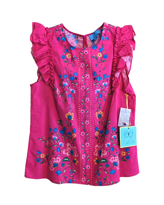 FLORAL RUFFLE SLEEVES SPRING BREAKER