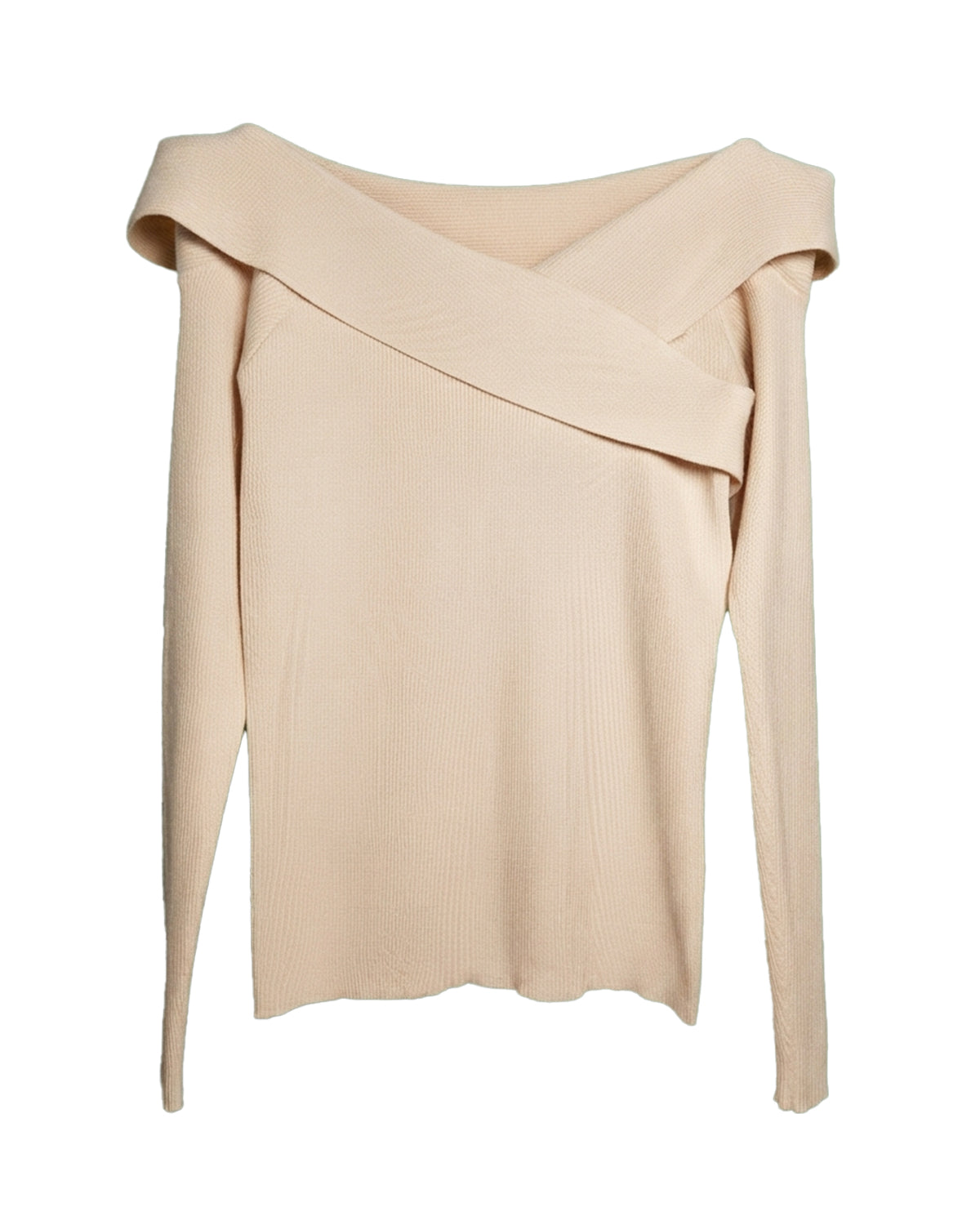 OFF-THE-SHOULDER WRAP RIBBED TOP