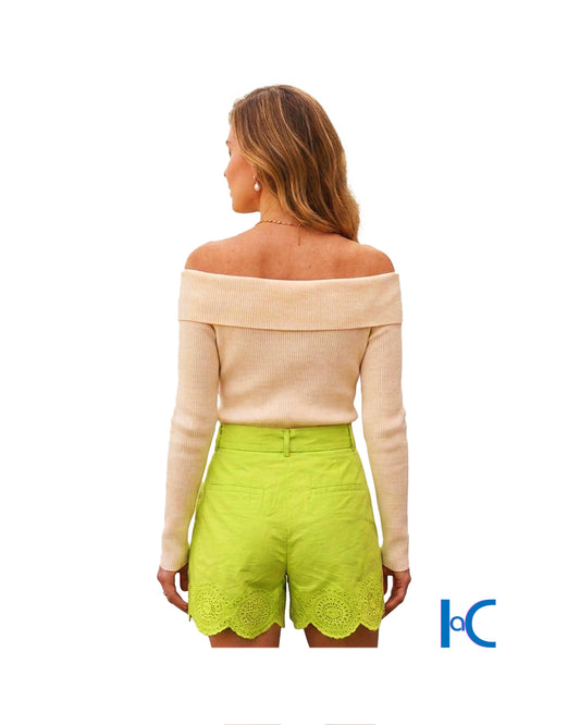 OFF-THE-SHOULDER WRAP RIBBED TOP