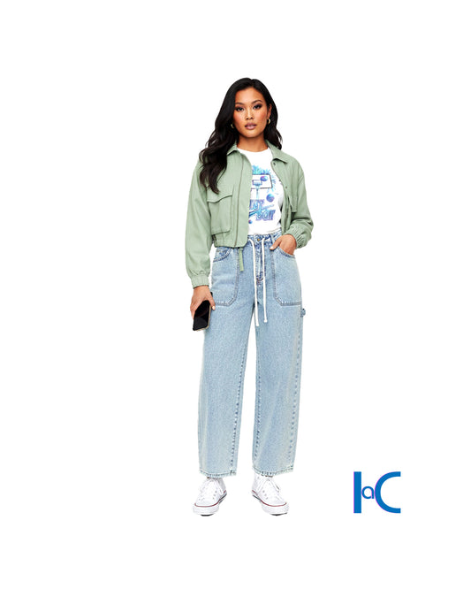 JUNIOR'S ELASTIC-BACK WIDE LEG JEANS