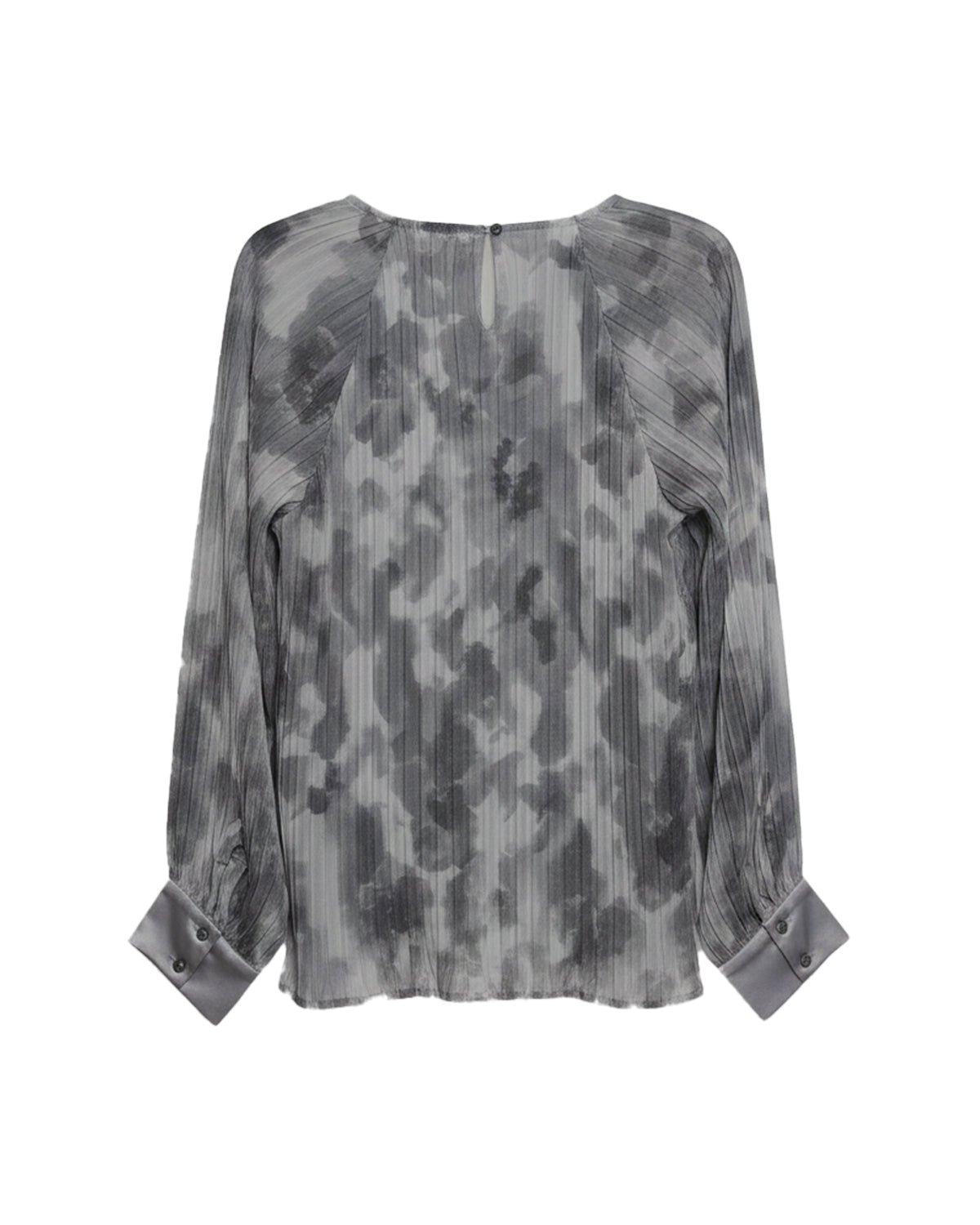 GRAY FLOWER-PRINT PLEATED BLOUSE