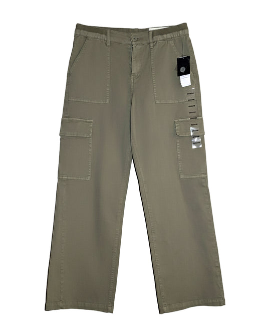 ELASTIC-BACK WIDE LEG CARGO PANTS